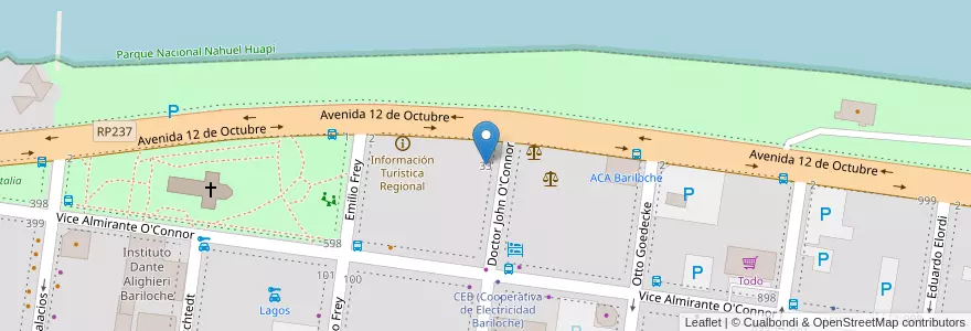 Mapa de ubicacion de Registro Nacional de la Propiedad Automotor Nro 2 en アルゼンチン, チリ, リオネグロ州, Departamento Bariloche, Municipio De San Carlos De Bariloche, San Carlos De Bariloche.