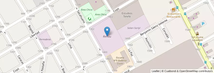 Mapa de ubicacion de Rehau en アルゼンチン, ブエノスアイレス州, Partido De San Isidro, Martínez.