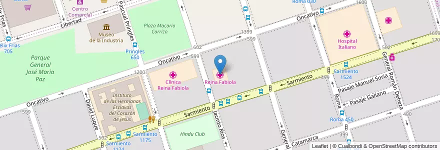 Mapa de ubicacion de Reina Fabiola en آرژانتین, Córdoba, Departamento Capital, Pedanía Capital, Córdoba, Municipio De Córdoba.