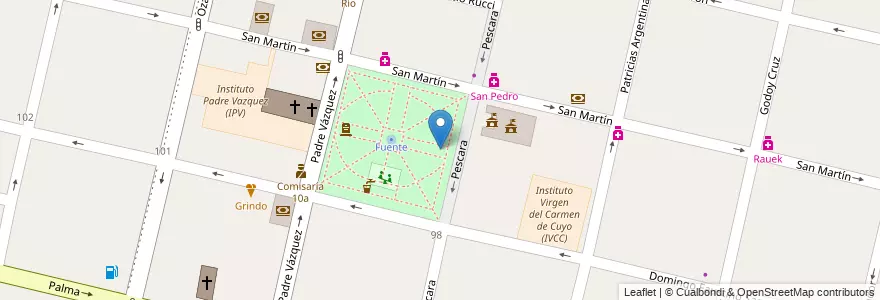 Mapa de ubicacion de Reloj de Flores en Argentina, Chile, Mendoza, Departamento Maipú, Distrito Ciudad De Maipú, Maipú.