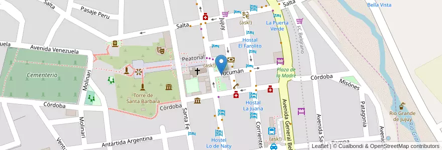 Mapa de ubicacion de Reloj San Francisco Solano en Arjantin, Jujuy, Departamento Humahuaca, Municipio De Humahuaca, Humahuaca.