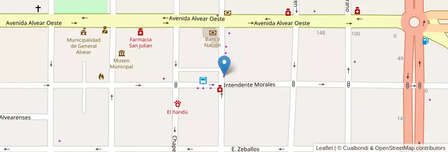 Mapa de ubicacion de Relojería Echegaray en Argentinien, Mendoza, General Alvear, Distrito Ciudad De General Alvear.