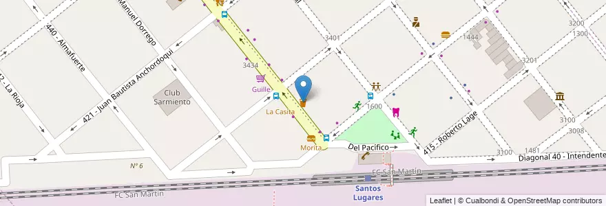 Mapa de ubicacion de Remember en Arjantin, Buenos Aires, Partido De Tres De Febrero, Santos Lugares.