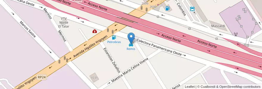 Mapa de ubicacion de Remis en Argentina, Buenos Aires, Partido De Tigre, El Talar.
