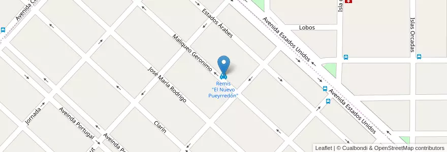 Mapa de ubicacion de Remis "El Nuevo Pueyrredón" en アルゼンチン, チリ, チュブ州, Departamento Escalante, Comodoro Rivadavia.