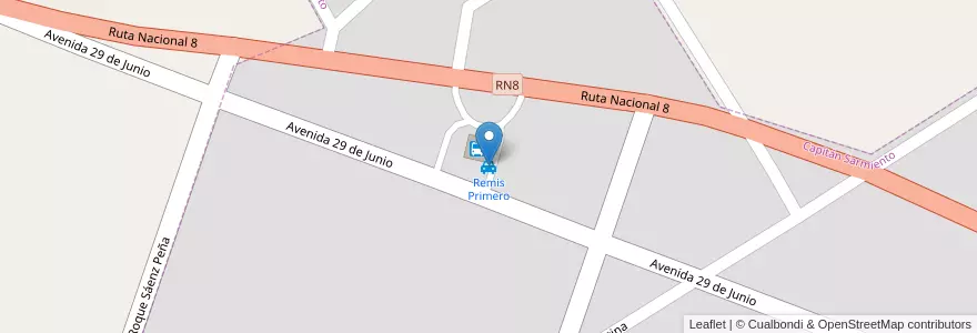 Mapa de ubicacion de Remis Primero en Argentina, Buenos Aires, Partido De Capitán Sarmiento.