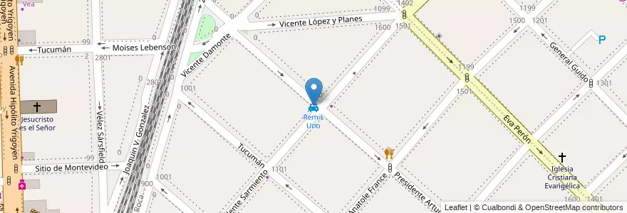 Mapa de ubicacion de Remis Uno en 아르헨티나, 부에노스아이레스주, Partido De Lanús, Lanús Este.