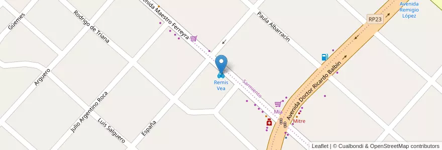 Mapa de ubicacion de Remis Vea en Argentinië, Buenos Aires, Partido De San Miguel, Santa María.