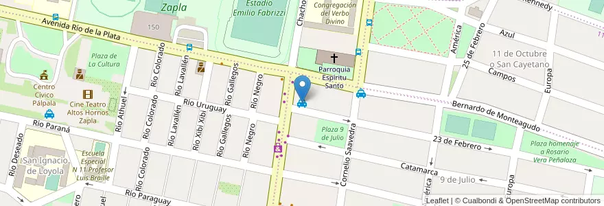Mapa de ubicacion de Remisería Centro Teléfono: +54 (0388) 4273273 en 아르헨티나, Jujuy, Departamento Palpalá, Municipio De Palpalá.