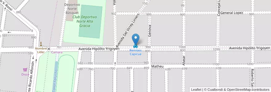 Mapa de ubicacion de Remises Capicua en الأرجنتين, Córdoba, Departamento Santa María, Pedanía Alta Gracia, Municipio De Alta Gracia, Alta Gracia.