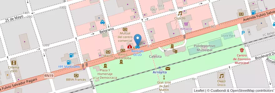 Mapa de ubicacion de Remises DI-LO en الأرجنتين, Córdoba, Departamento San Justo, Municipio Arroyito, Pedanía Arroyito, Arroyito.