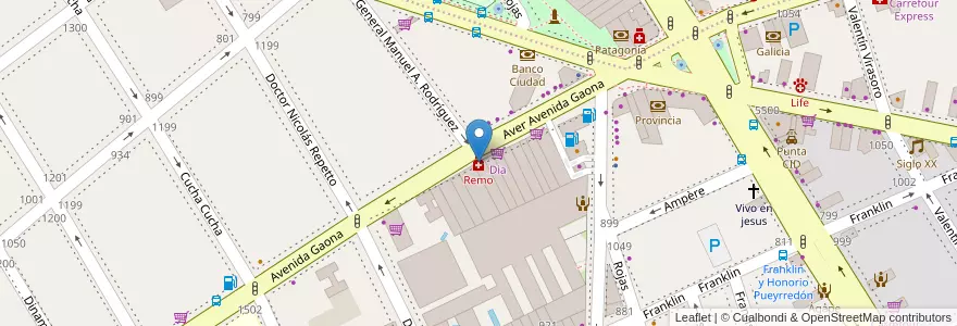Mapa de ubicacion de Remo, Caballito en アルゼンチン, Ciudad Autónoma De Buenos Aires, ブエノスアイレス, Comuna 6.