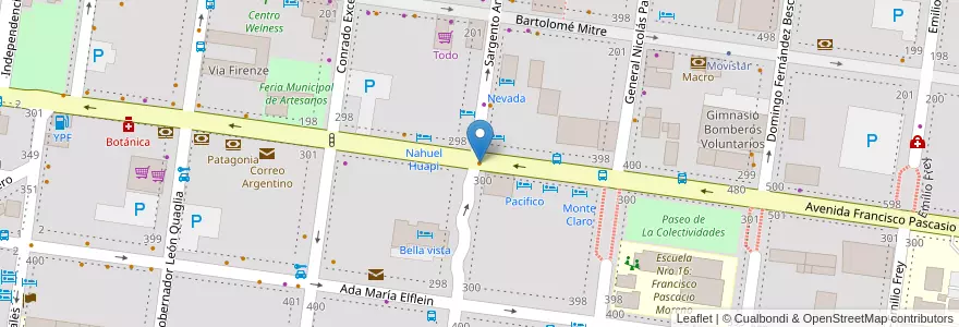 Mapa de ubicacion de 仁素食餐馆 en 阿根廷, 智利, 内格罗河省, Departamento Bariloche, Municipio De San Carlos De Bariloche, San Carlos De Bariloche.