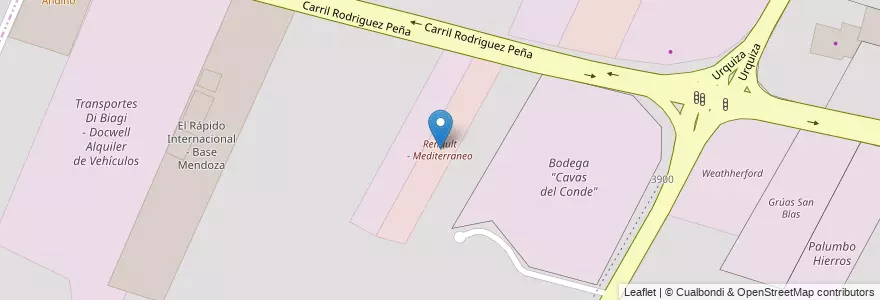 Mapa de ubicacion de Renault - Mediterraneo en Argentinië, Chili, Mendoza, Departamento Maipú, Distrito Luzuriaga, Maipú.