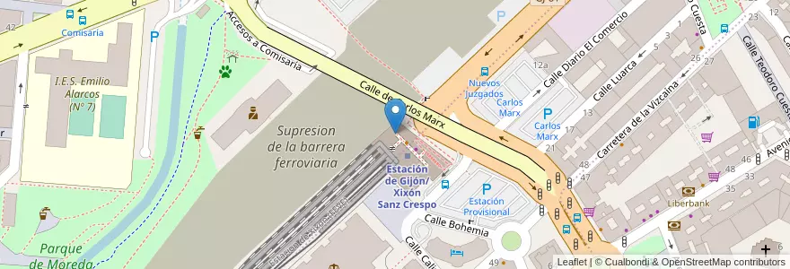 Mapa de ubicacion de Renfe en 西班牙, 阿斯圖里亞斯, 阿斯圖里亞斯, Gijón/Xixón.
