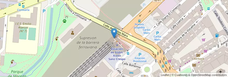 Mapa de ubicacion de Renfe en 스페인, 아스투리아스, 아스투리아스, Gijón/Xixón.