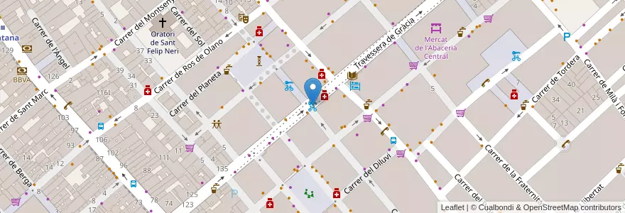 Mapa de ubicacion de Rent a Bike BCN - Shop Gracia en إسبانيا, كتالونيا, برشلونة, بارسلونس, Barcelona.