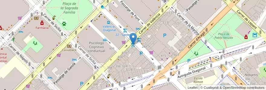 Mapa de ubicacion de Rent a Bike BCN - Shop Sagrada Familia en Spanje, Catalonië, Barcelona, Barcelonès, Barcelona.