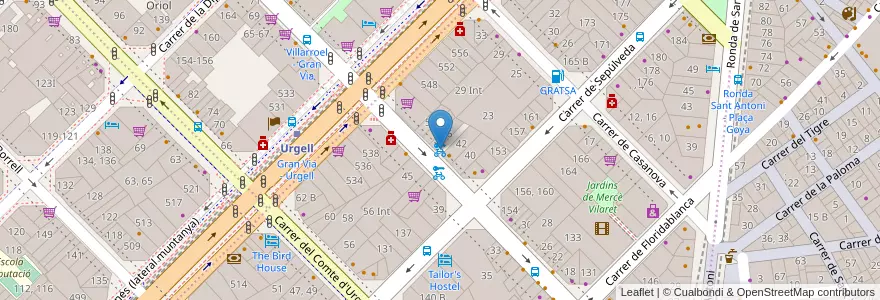 Mapa de ubicacion de Rent a Bike BCN - Shop Universitat en Spanien, Katalonien, Barcelona, Barcelonès, Barcelona.
