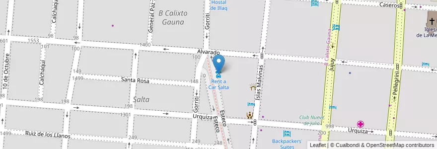 Mapa de ubicacion de Rent a Car Salta en الأرجنتين, Salta, Capital, Municipio De Salta, Salta.