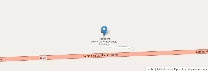 Mapa de ubicacion de Repetidora de telecomunicaciones, El Condor en Argentina, Córdoba, Departamento San Alberto, Pedanía Tránsito.