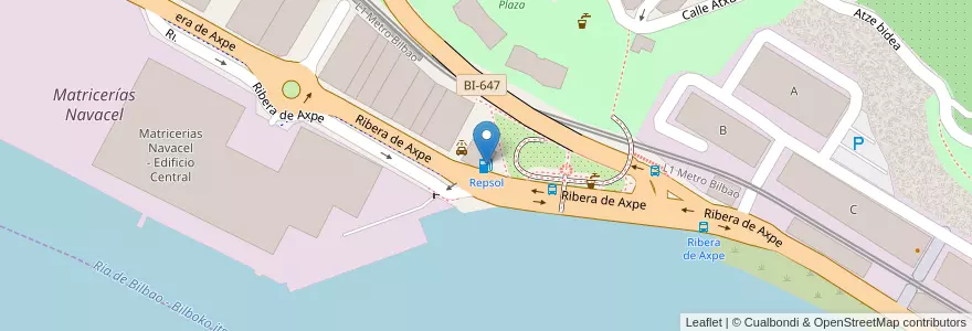 Mapa de ubicacion de Repsol en Spanje, Baskenland, Biskaje, Bilboaldea, Erandio.