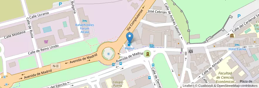 Mapa de ubicacion de Repsol en اسپانیا, بخش خودمختار مادرید, بخش خودمختار مادرید, Área Metropolitana De Madrid Y Corredor Del Henares, الکالا د هنارس.
