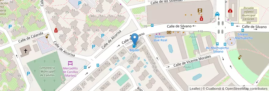 Mapa de ubicacion de Repsol en إسبانيا, منطقة مدريد, منطقة مدريد, Área Metropolitana De Madrid Y Corredor Del Henares, مدريد.