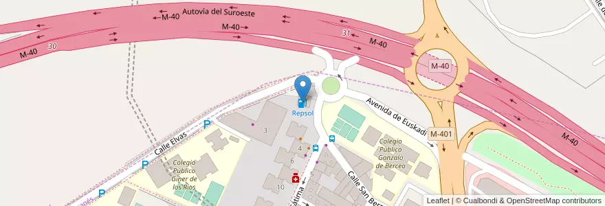 Mapa de ubicacion de Repsol en إسبانيا, منطقة مدريد, منطقة مدريد, Área Metropolitana De Madrid Y Corredor Del Henares.