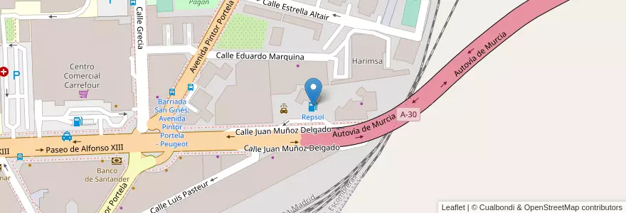 Mapa de ubicacion de Repsol en España, Región De Murcia, Región De Murcia, Campo De Cartagena Y Mar Menor, Cartagena.