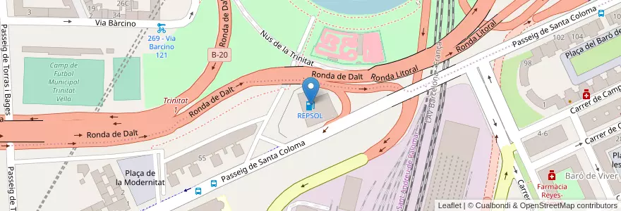 Mapa de ubicacion de REPSOL en 스페인, Catalunya, Barcelona, Barcelonès, 바르셀로나.
