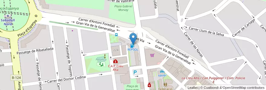 Mapa de ubicacion de REPSOL en Spanien, Katalonien, Barcelona, Vallès Occidental, Sabadell.