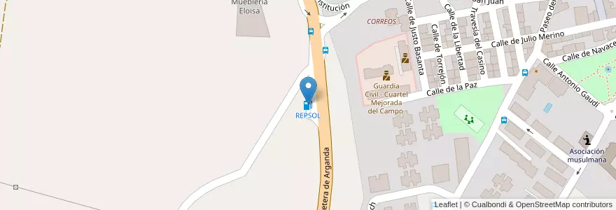 Mapa de ubicacion de REPSOL en スペイン, マドリード州, Comunidad De Madrid, Cuenca Del Henares, Mejorada Del Campo.