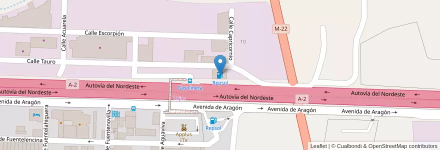 Mapa de ubicacion de Repsol en İspanya, Comunidad De Madrid, Comunidad De Madrid, Área Metropolitana De Madrid Y Corredor Del Henares, Madrid.