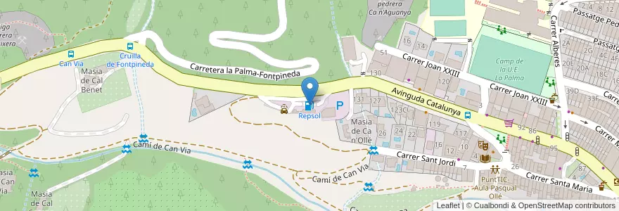 Mapa de ubicacion de Repsol en Испания, Каталония, Барселона, Баш-Льобрегат, Pallejà.