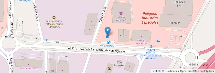 Mapa de ubicacion de Repsol Estacion De Servicio A-15 en 스페인, Comunidad De Madrid, Comunidad De Madrid, Área Metropolitana De Madrid Y Corredor Del Henares, Alcorcón.