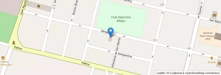Mapa de ubicacion de Repuestos Corinaldesi en Arjantin, Şili, Mendoza, Departamento Maipú, Distrito Ciudad De Maipú, Maipú.
