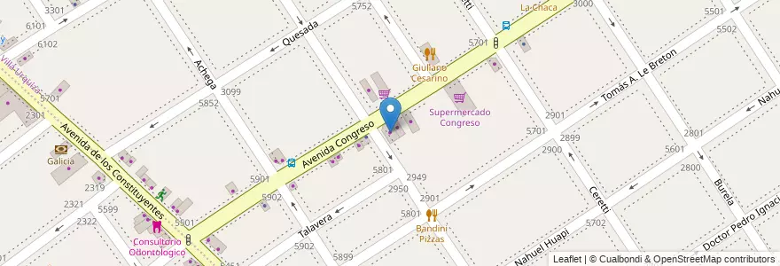 Mapa de ubicacion de Repuestos Urquiza, Villa Urquiza en アルゼンチン, Ciudad Autónoma De Buenos Aires, Comuna 12, ブエノスアイレス.