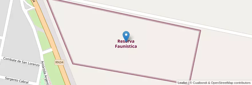 Mapa de ubicacion de Reserva Faunística en Arjantin, Santa Fe, Departamento Castellanos, Municipio De Sunchales.