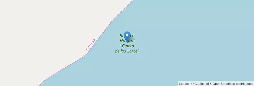 Mapa de ubicacion de Reserva Natural "Caleta de los Loros" en Arjantin, Río Negro, Departamento Adolfo Alsina.