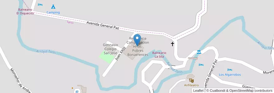 Mapa de ubicacion de Residencia Congregacion Hnas. Pobres Bonaerences en Argentinien, Provinz Córdoba, Departamento Punilla, Pedanía San Roque, Municipio De Tanti, Tanti.