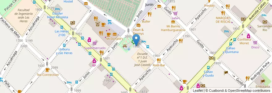 Mapa de ubicacion de Residencia Cudes, Recoleta en آرژانتین, Ciudad Autónoma De Buenos Aires, Comuna 2, Buenos Aires.