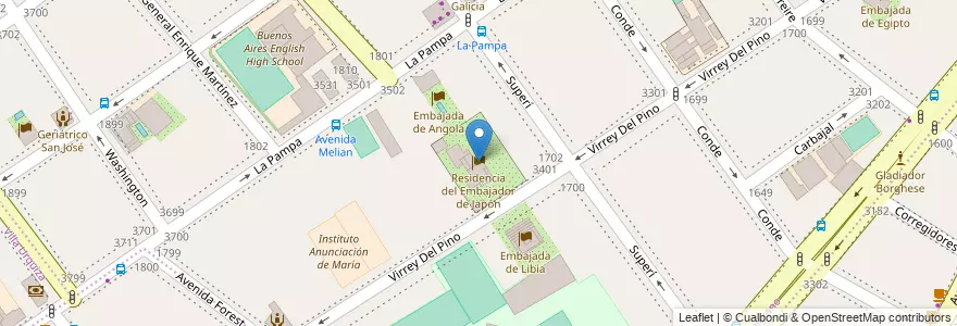 Mapa de ubicacion de Residencia del Embajador de Japón, Belgrano en Argentinien, Ciudad Autónoma De Buenos Aires, Buenos Aires.