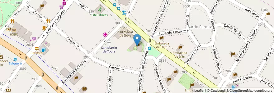 Mapa de ubicacion de Residencia del Embajador de Uruguay, Palermo en 아르헨티나, Ciudad Autónoma De Buenos Aires, Comuna 2, 부에노스아이레스.
