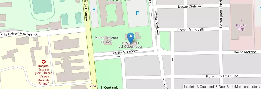 Mapa de ubicacion de Residencia del Gobernador en アルゼンチン, ラ・リオハ州, Departamento Capital, La Rioja.