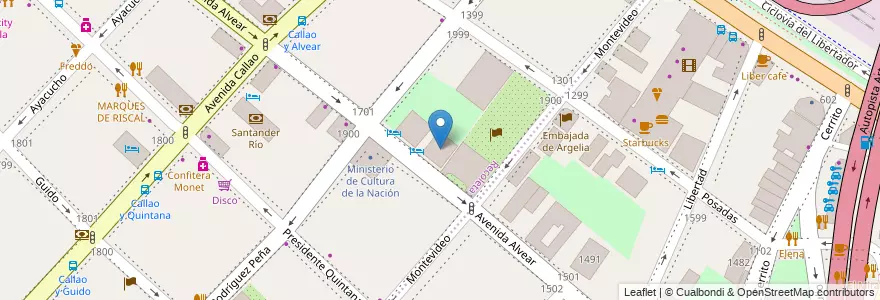 Mapa de ubicacion de Residencia Duhau, Recoleta en Argentina, Ciudad Autónoma De Buenos Aires, Comuna 1, Buenos Aires.