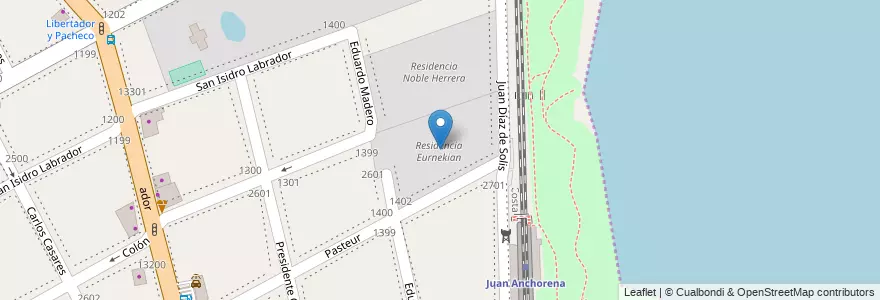 Mapa de ubicacion de Residencia Eurnekian en Argentina, Martínez.