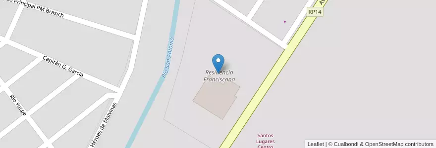 Mapa de ubicacion de Residencia Franciscana en الأرجنتين, Córdoba, Departamento Punilla, Municipio De San Antonio De Arredondo.