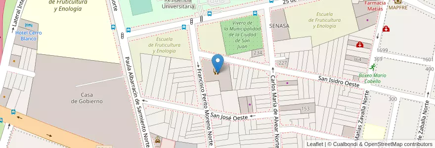 Mapa de ubicacion de Residencia Geriátrica Miraflores en アルゼンチン, サンフアン州, チリ, Capital.