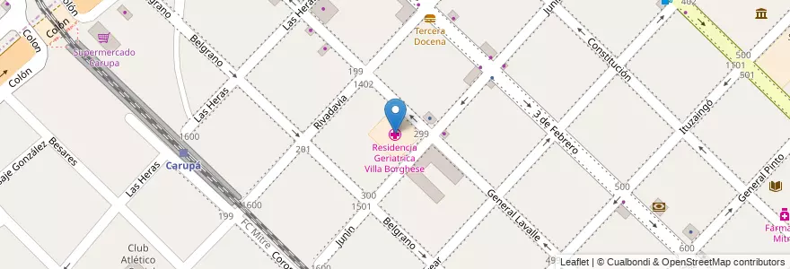 Mapa de ubicacion de Residencia Geriatrica Villa Borghese en アルゼンチン, ブエノスアイレス州, Partido De San Fernando, San Fernando.